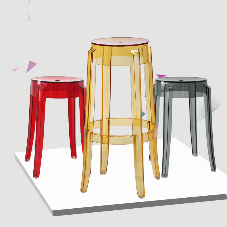 Taburete de bar de plástico apilable sin brazos moderno para sala de estar con asiento de plástico