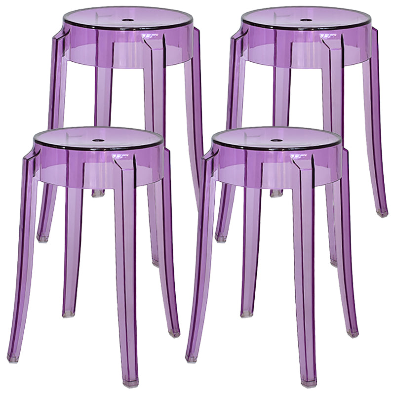 Taburete de bar de plástico apilable sin brazos moderno para sala de estar con asiento de plástico