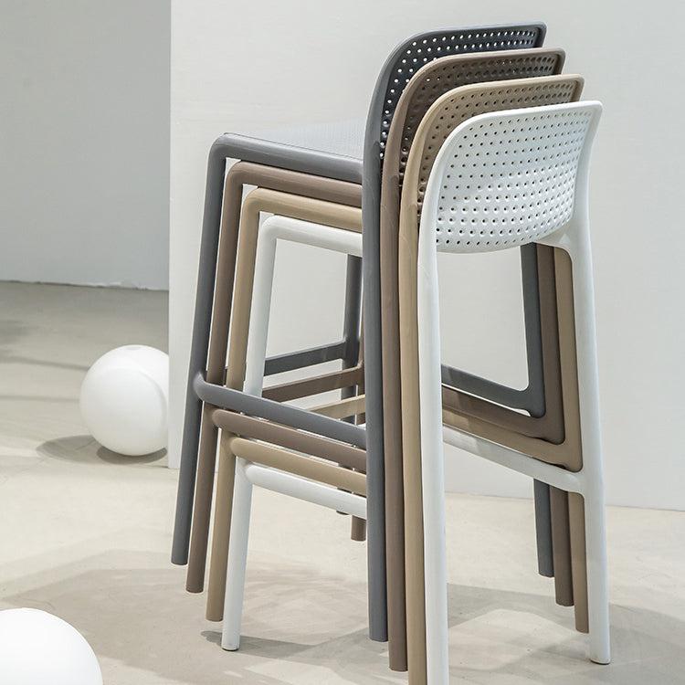 Moderner Thekenhocker ohne Armlehnen, Kunststoff-Schlafzimmer-Barhocker mit Kunststoffsitz