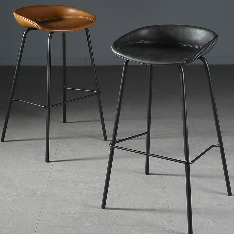 Taburete de bar de estilo industrial con asiento de cubo con patas de hierro para barra de cocina