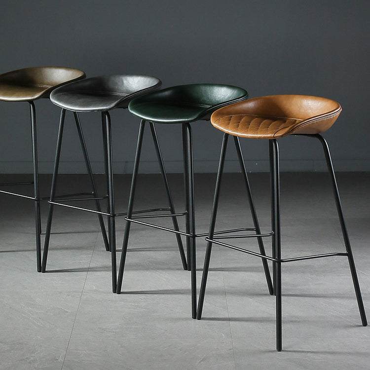 Taburete de bar de estilo industrial con asiento de cubo con patas de hierro para barra de cocina