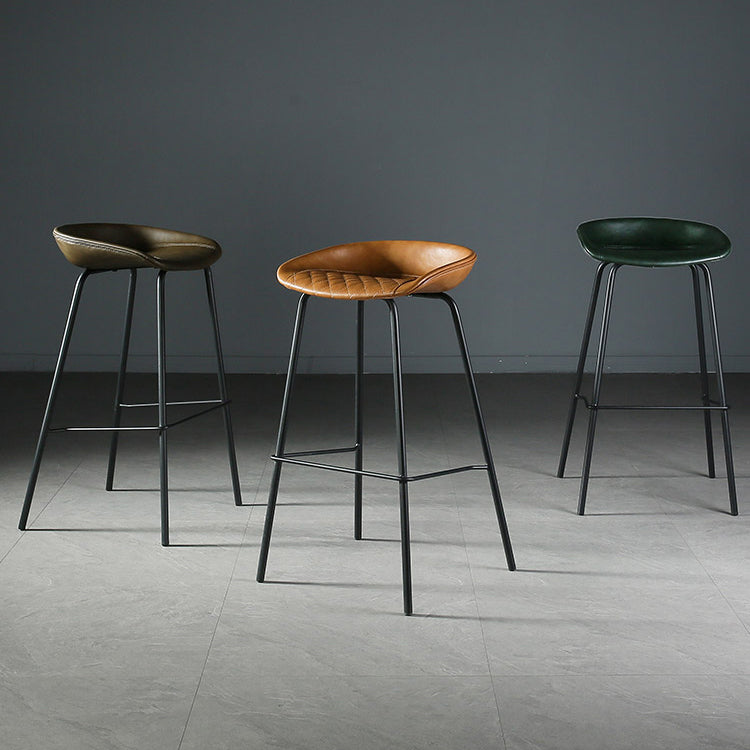 Taburete de bar de estilo industrial con asiento de cubo con patas de hierro para barra de cocina