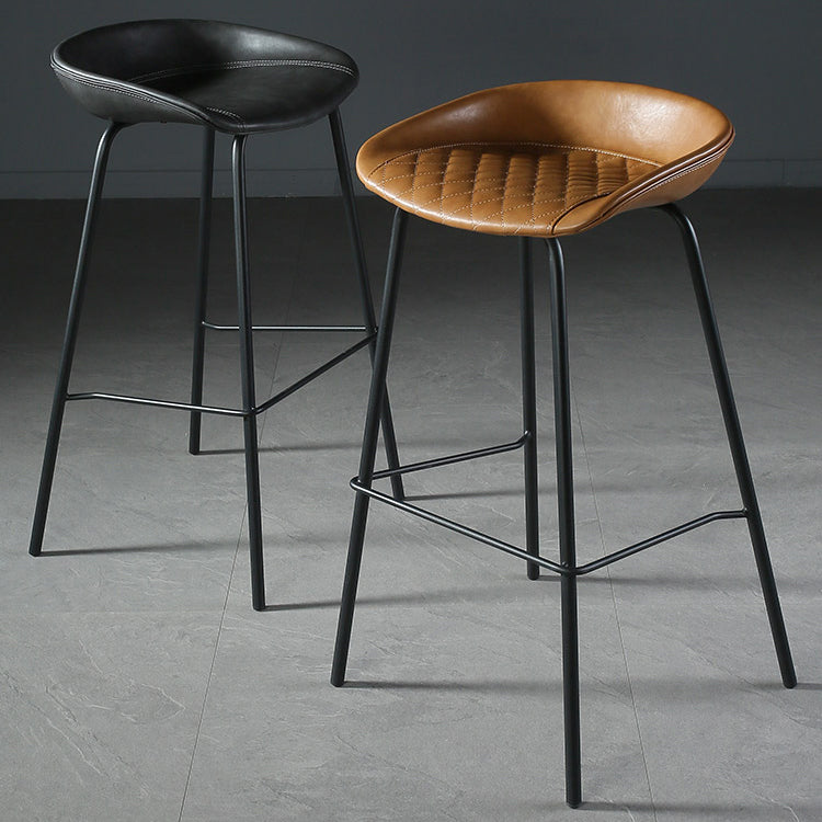 Taburete de bar de estilo industrial con asiento de cubo con patas de hierro para barra de cocina
