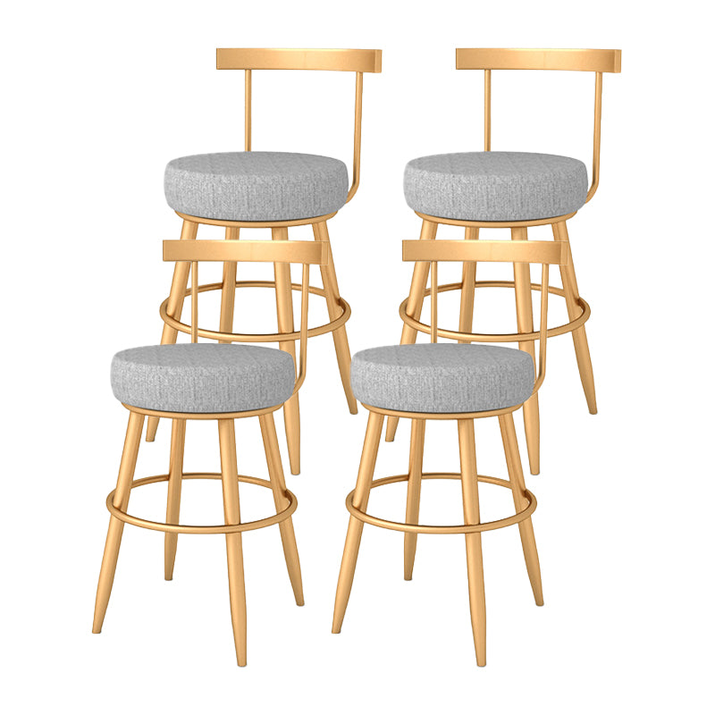 Taburete de bar estilo Glam con reposapiés, patas de metal, respaldo bajo para barra de cocina
