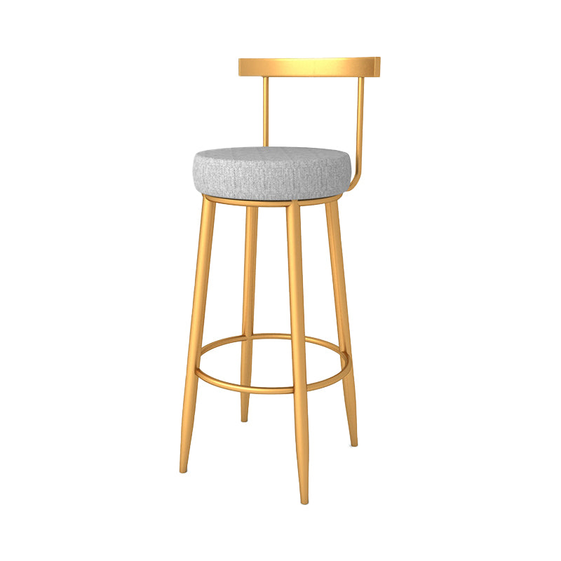 Taburete de bar estilo Glam con reposapiés, patas de metal, respaldo bajo para barra de cocina