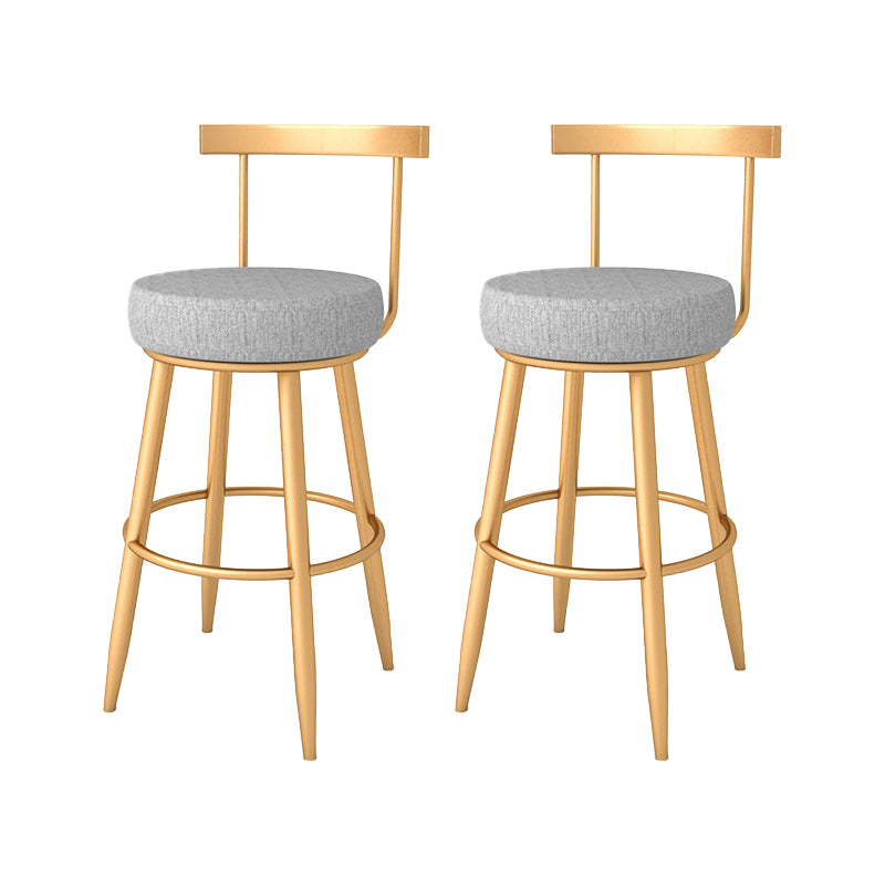 Taburete de bar estilo Glam con reposapiés, patas de metal, respaldo bajo para barra de cocina