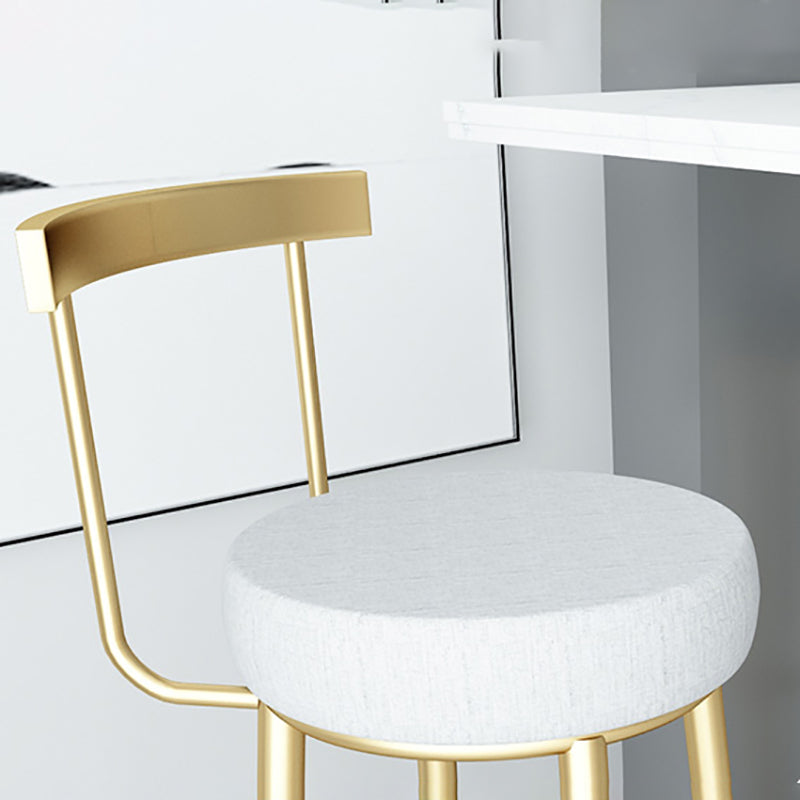 Taburete de bar estilo Glam con reposapiés, patas de metal, respaldo bajo para barra de cocina