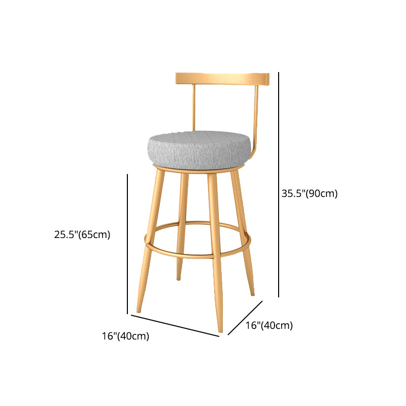 Taburete de bar estilo Glam con reposapiés, patas de metal, respaldo bajo para barra de cocina