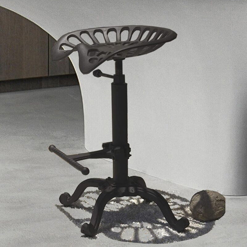 Single Modern Style Bar-stool with Swivel Adjustable Height Iron Footrest for Kitchen Bar