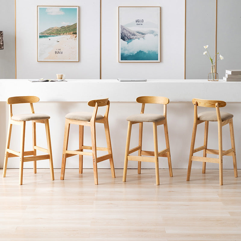 Modern Style Bar-stool Wooden Legs with Footrest Low Back for Kitchen Bar