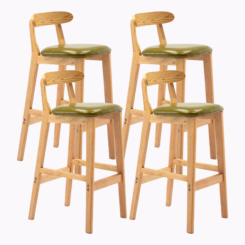 Modern Style Bar-stool Wooden Legs with Footrest Low Back for Kitchen Bar