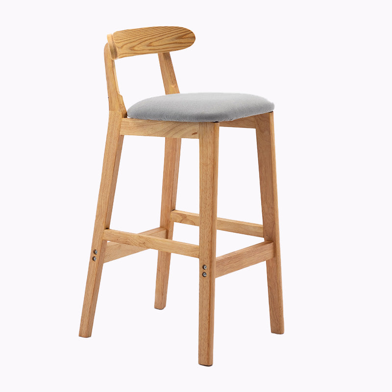 Modern Style Bar-stool Wooden Legs with Footrest Low Back for Kitchen Bar