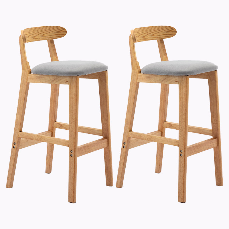 Modern Style Bar-stool Wooden Legs with Footrest Low Back for Kitchen Bar