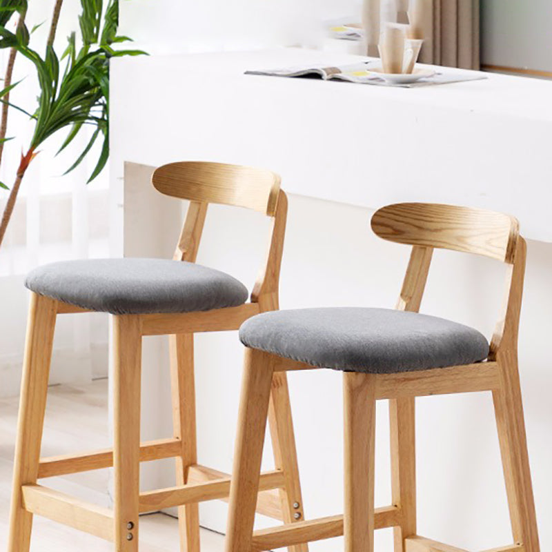 Modern Style Bar-stool Wooden Legs with Footrest Low Back for Kitchen Bar