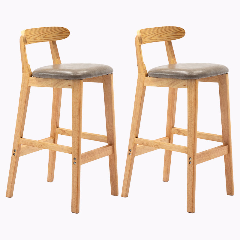 Modern Style Bar-stool Wooden Legs with Footrest Low Back for Kitchen Bar