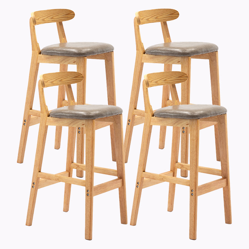 Modern Style Bar-stool Wooden Legs with Footrest Low Back for Kitchen Bar