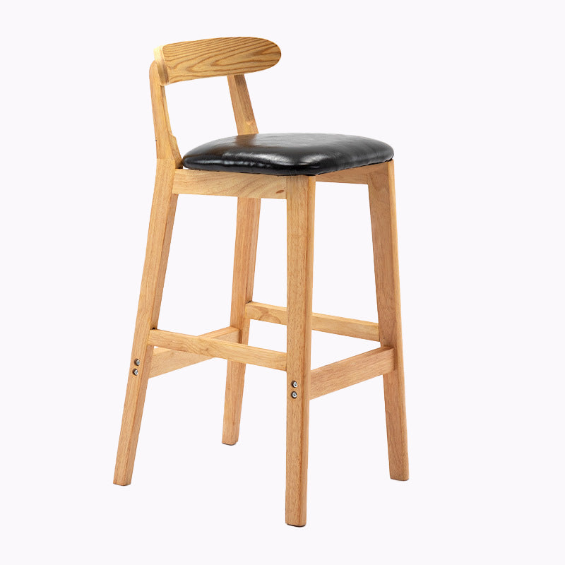 Modern Style Bar-stool Wooden Legs with Footrest Low Back for Kitchen Bar
