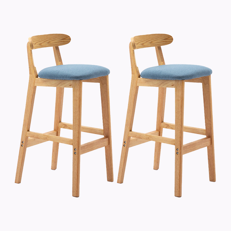 Modern Style Bar-stool Wooden Legs with Footrest Low Back for Kitchen Bar