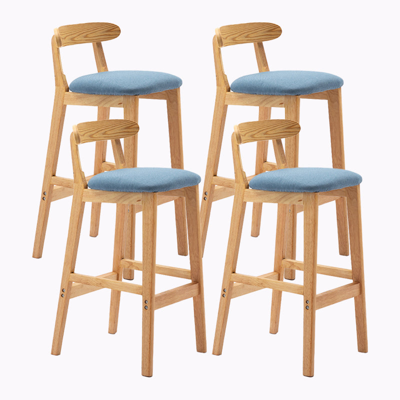 Modern Style Bar-stool Wooden Legs with Footrest Low Back for Kitchen Bar