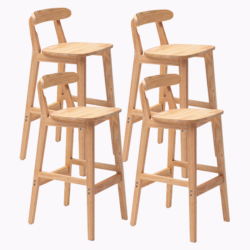 Modern Style Bar-stool Wooden Legs with Footrest Low Back for Kitchen Bar