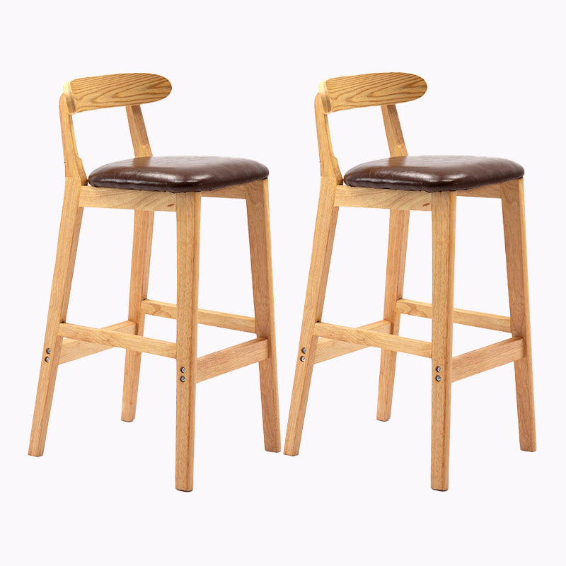 Modern Style Bar-stool Wooden Legs with Footrest Low Back for Kitchen Bar