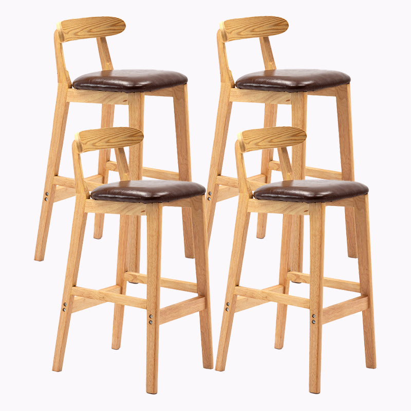 Modern Style Bar-stool Wooden Legs with Footrest Low Back for Kitchen Bar
