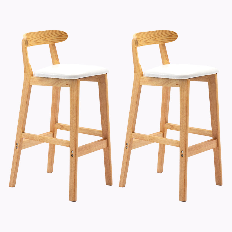 Modern Style Bar-stool Wooden Legs with Footrest Low Back for Kitchen Bar