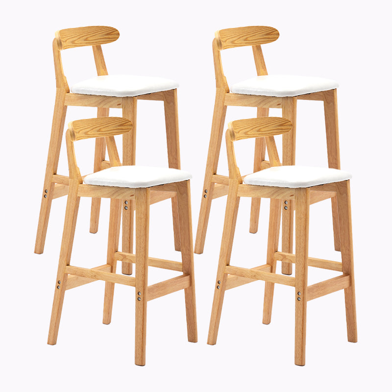 Modern Style Bar-stool Wooden Legs with Footrest Low Back for Kitchen Bar