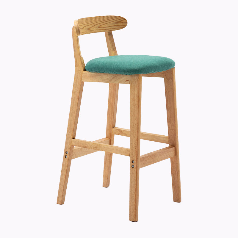 Modern Style Bar-stool Wooden Legs with Footrest Low Back for Kitchen Bar