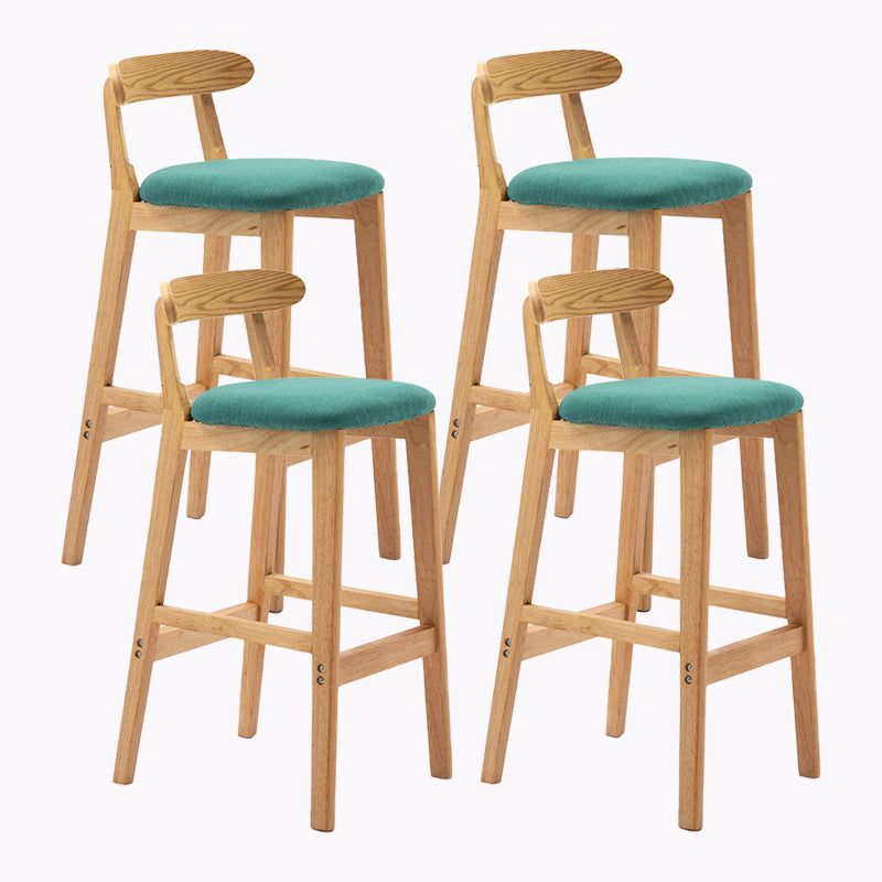 Modern Style Bar-stool Wooden Legs with Footrest Low Back for Kitchen Bar