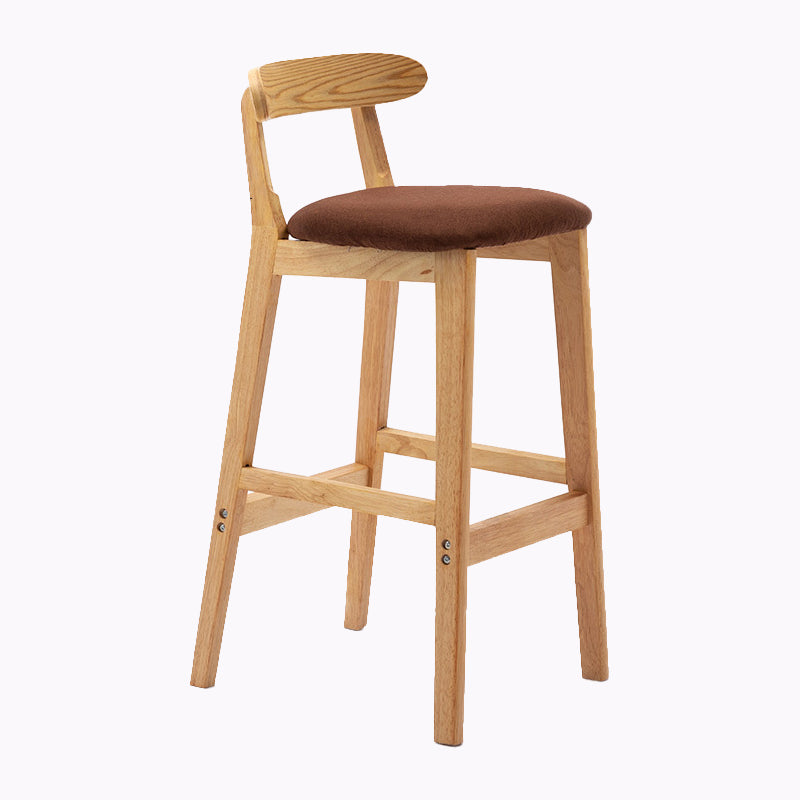 Modern Style Bar-stool Wooden Legs with Footrest Low Back for Kitchen Bar