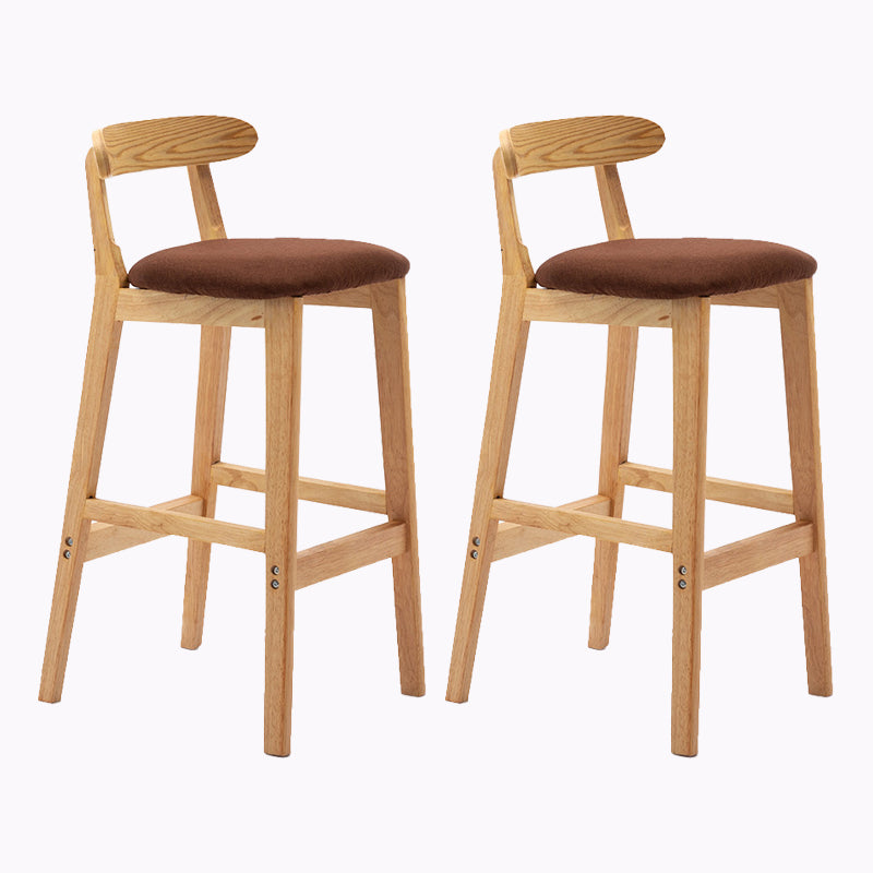 Modern Style Bar-stool Wooden Legs with Footrest Low Back for Kitchen Bar