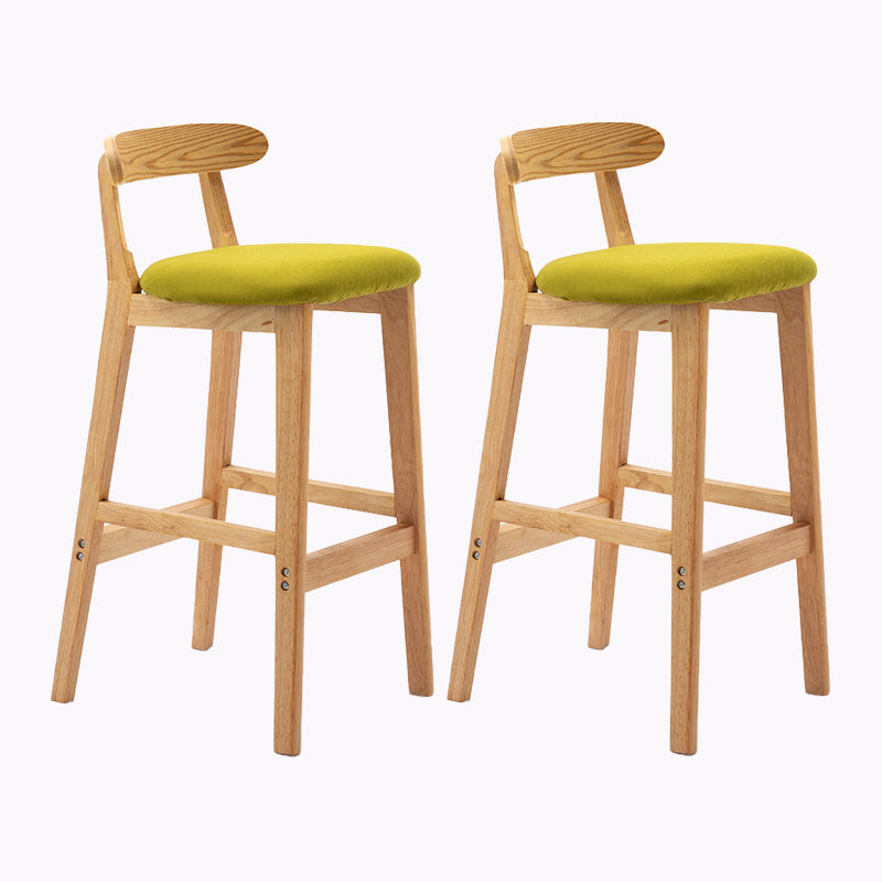 Modern Style Bar-stool Wooden Legs with Footrest Low Back for Kitchen Bar