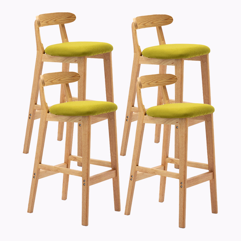 Modern Style Bar-stool Wooden Legs with Footrest Low Back for Kitchen Bar
