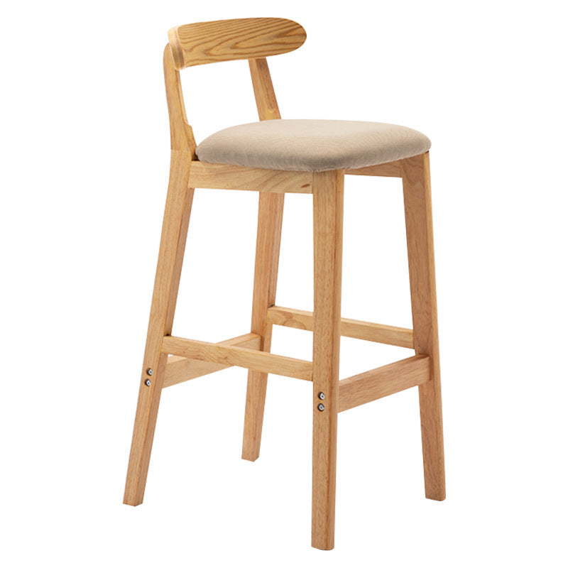 Modern Style Bar-stool Wooden Legs with Footrest Low Back for Kitchen Bar
