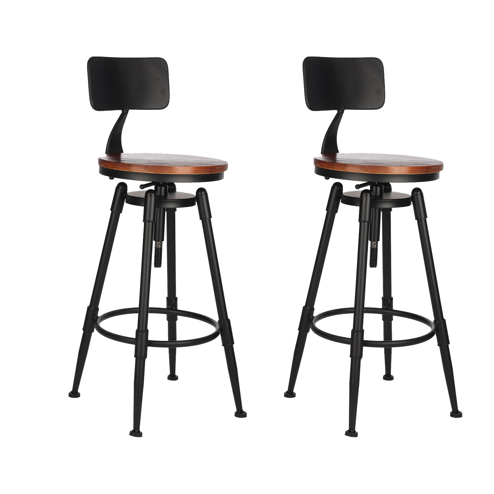 Modern Style Bar-stool Round Seat with Footrest Iron Legs for Kitchen Bar