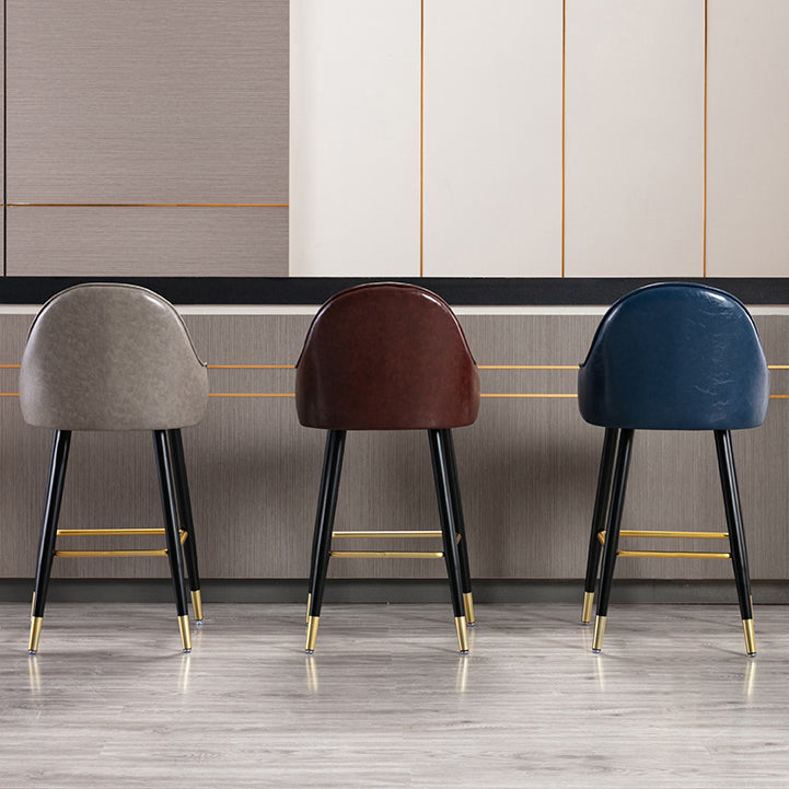 Taburete de bar con acabado mate y respaldo bajo, taburete tapizado Glam armado con reposapiés