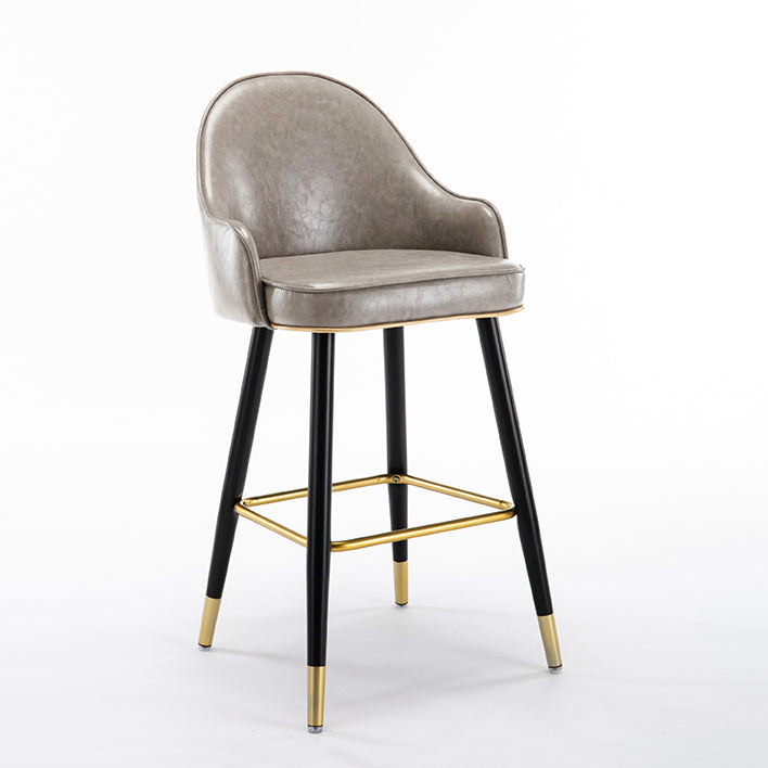 Barhocker mit niedriger Rückenlehne, mattem Finish, Fußstütze und bewaffnetem, glamourösem Polsterhocker