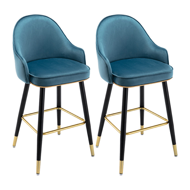 Taburete de bar con acabado mate y respaldo bajo, taburete tapizado Glam armado con reposapiés