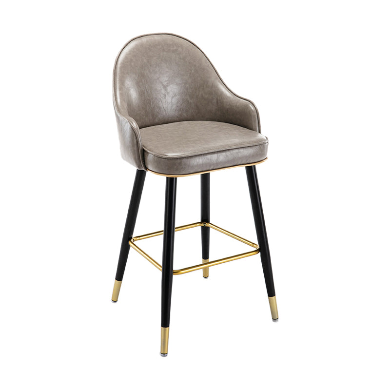 Taburete de bar con acabado mate y respaldo bajo, taburete tapizado Glam armado con reposapiés