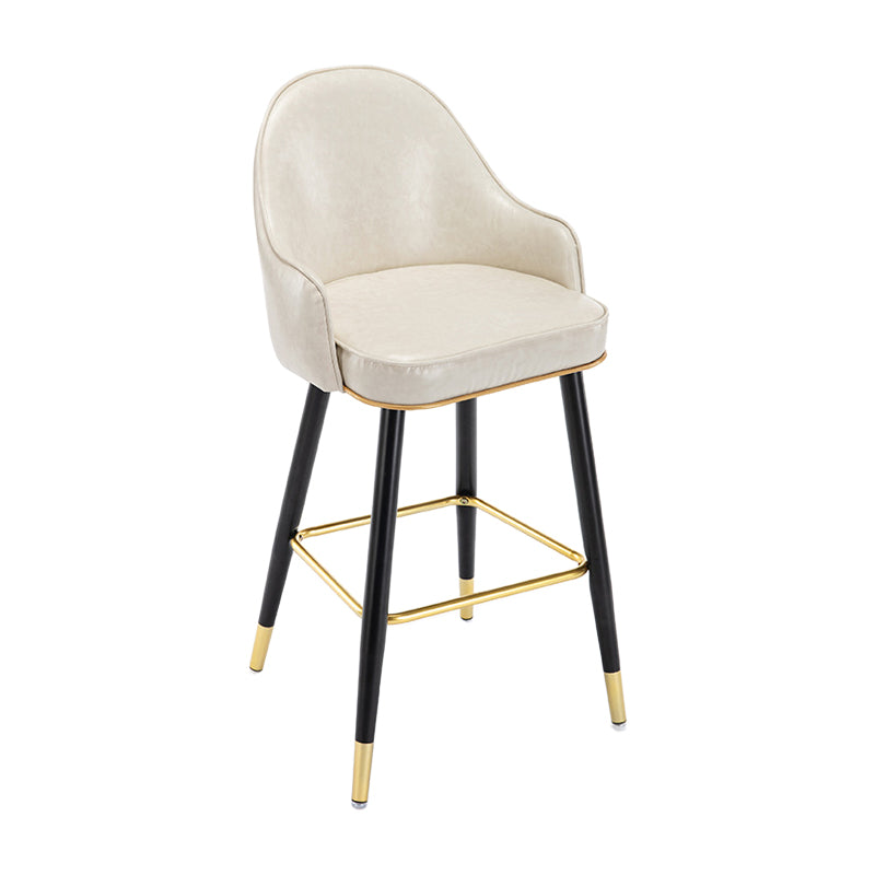 Taburete de bar con acabado mate y respaldo bajo, taburete tapizado Glam armado con reposapiés