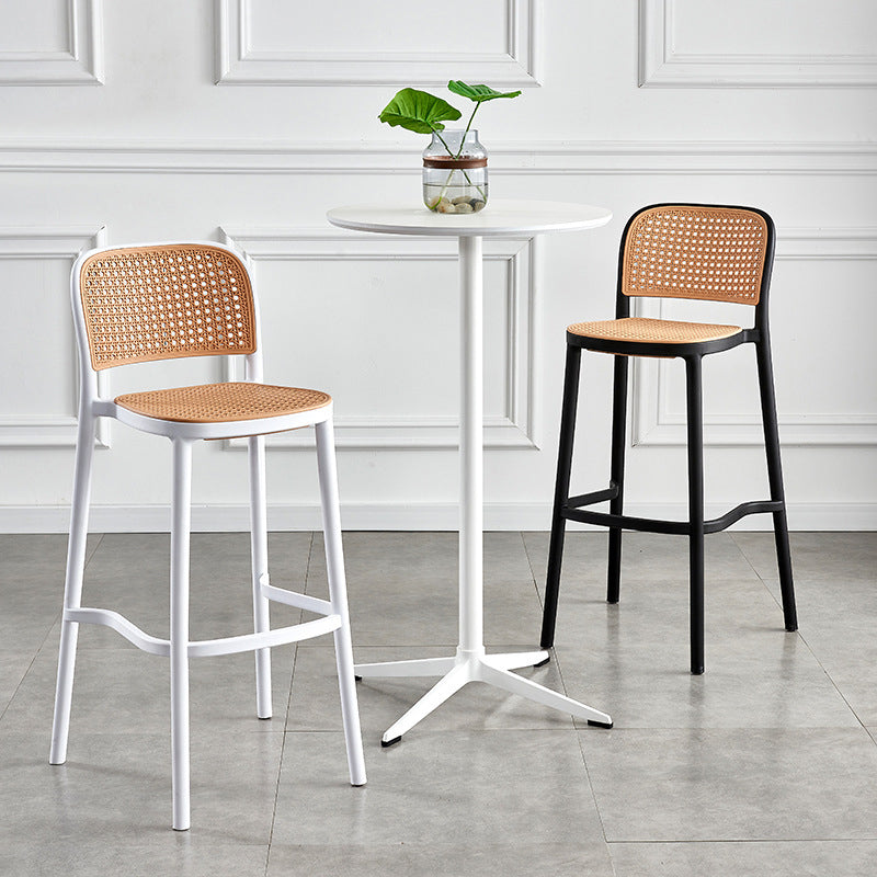 Taburete escandinavo de plástico para cocina, comedor, taburete sin brazos, taburete de bar con respaldo bajo