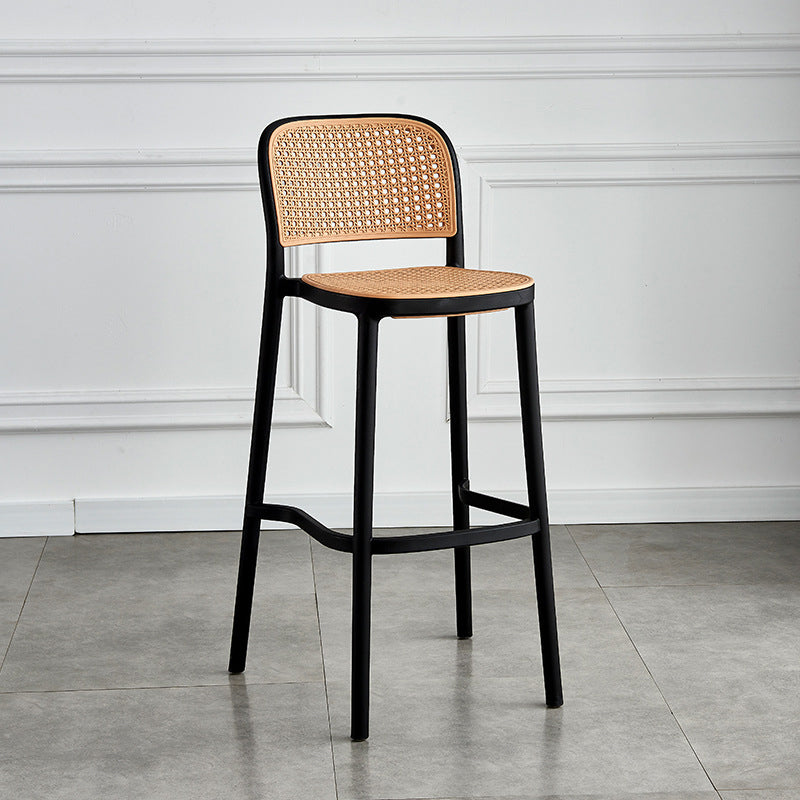 Taburete escandinavo de plástico para cocina, comedor, taburete sin brazos, taburete de bar con respaldo bajo