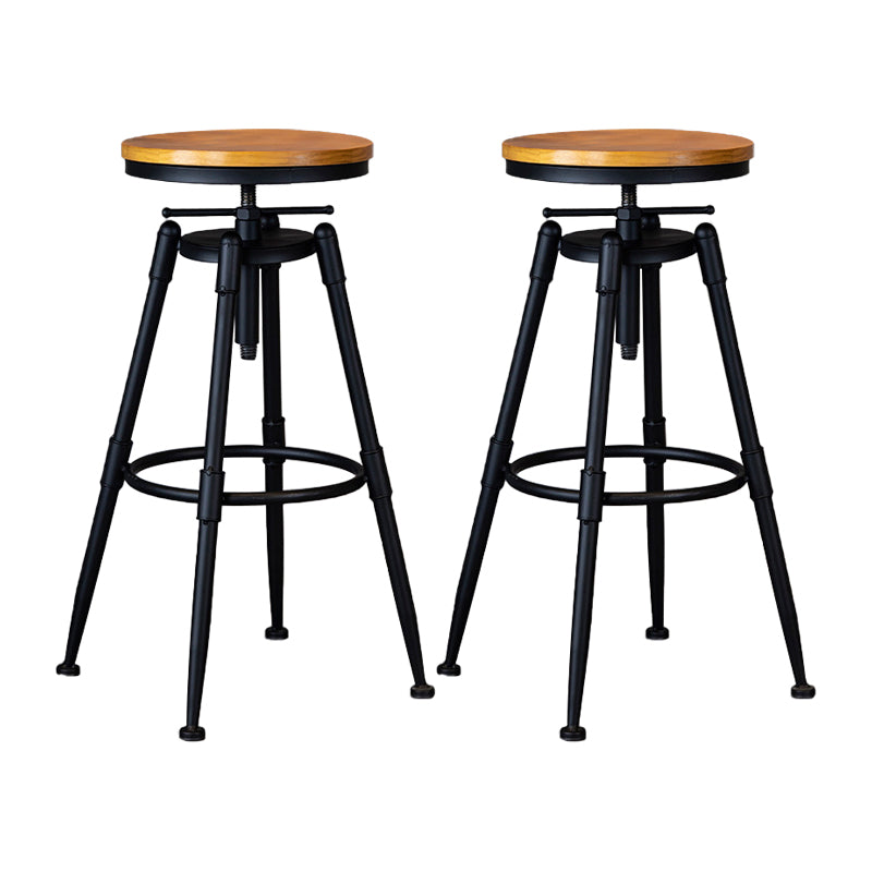 Taburete de bar de hierro con reposapiés de altura ajustable industrial, taburete de cocina de 27,55 pulgadas con patas negras