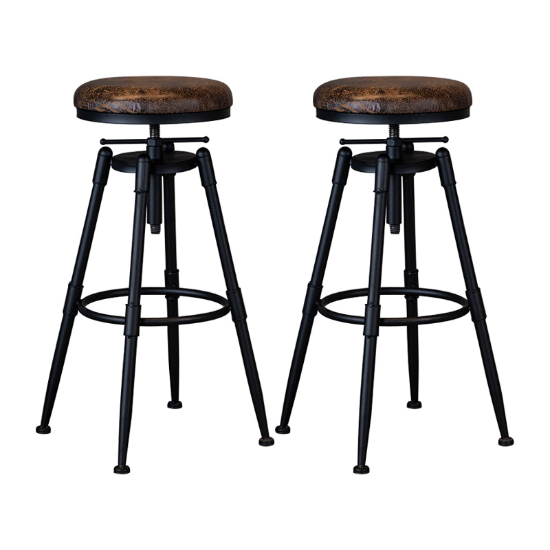 Taburete de bar de hierro con reposapiés de altura ajustable industrial, taburete de cocina de 27,55 pulgadas con patas negras