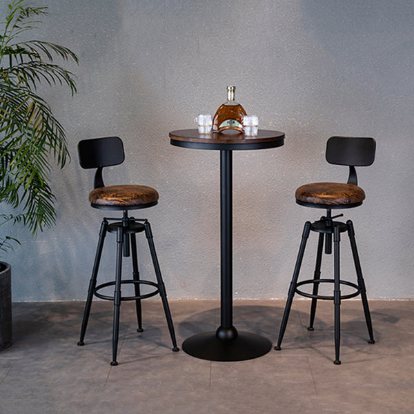 Taburete de bar de hierro con reposapiés de altura ajustable industrial, taburete de cocina de 27,55 pulgadas con patas negras