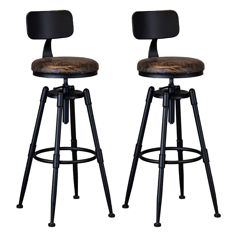 Taburete de bar de hierro con reposapiés de altura ajustable industrial, taburete de cocina de 27,55 pulgadas con patas negras