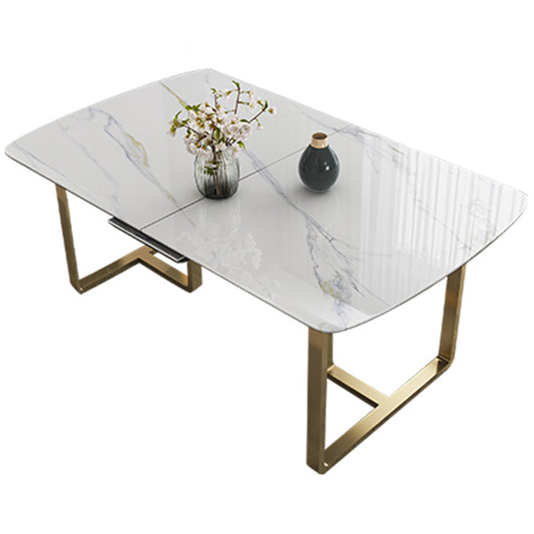 Glam 1/4/5/7 Pieces Scalable Dining Table Set with Sintered Stone Top White Dinette Set