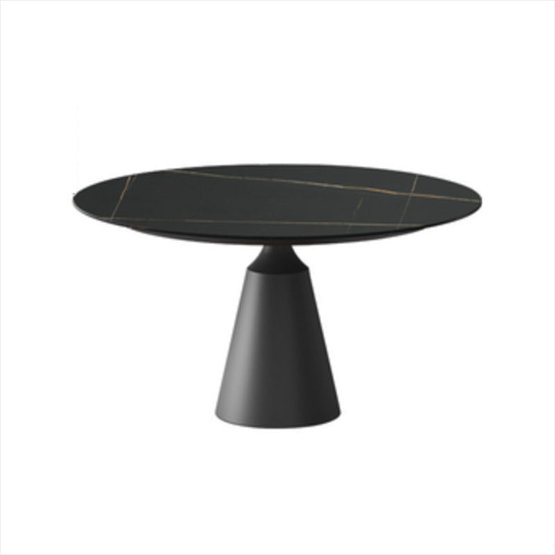 Modern 1/3/4/5 Pieces Black Dining Table Set with Sintered Stone Top Round Dinette Set
