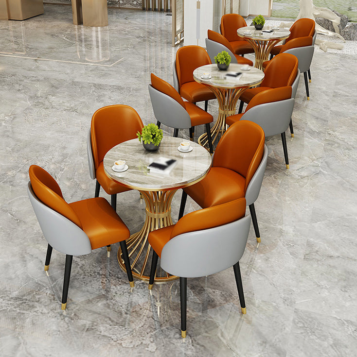 Glam Style 1/2/3/5 pezzi Set tavolo Base dorata e cucina top in pietra Set per sala da pranzo